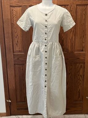 Vintage J.L.N.Y. all-cotton button-down midi dress L